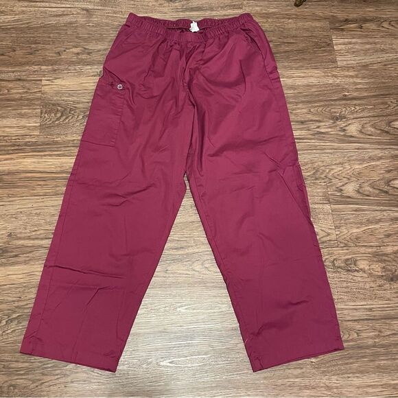 Spread Good Cheer Wine Burgundy Scrub Uniform Pants Size 2XL - Picture 1 of 9